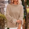 Женские модные повседневные однотонные свободные свитера с воротником на осень и зиму с длинным рукавом и воротником-стойкой