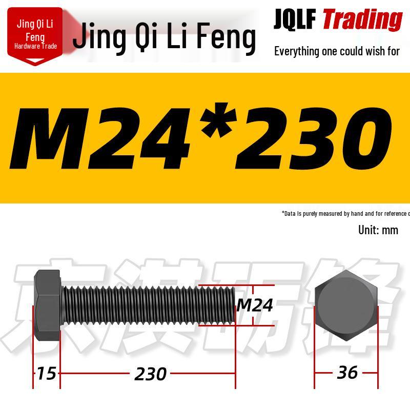 12.9 Grade High-Strength Blackened Hex Bolt M22-M48