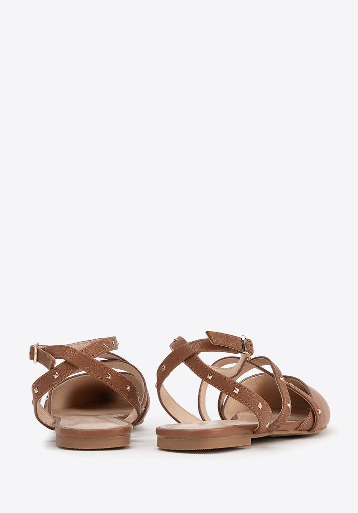 Wittchen Women's Leather Ballet Flats With Metallic Accents Brown Natural Leather