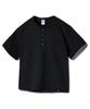 GHOST REPUBLIC Crop Stripe Color Block Roll-Up Henley Neck Short Sleeve Tee Gt-393_Black