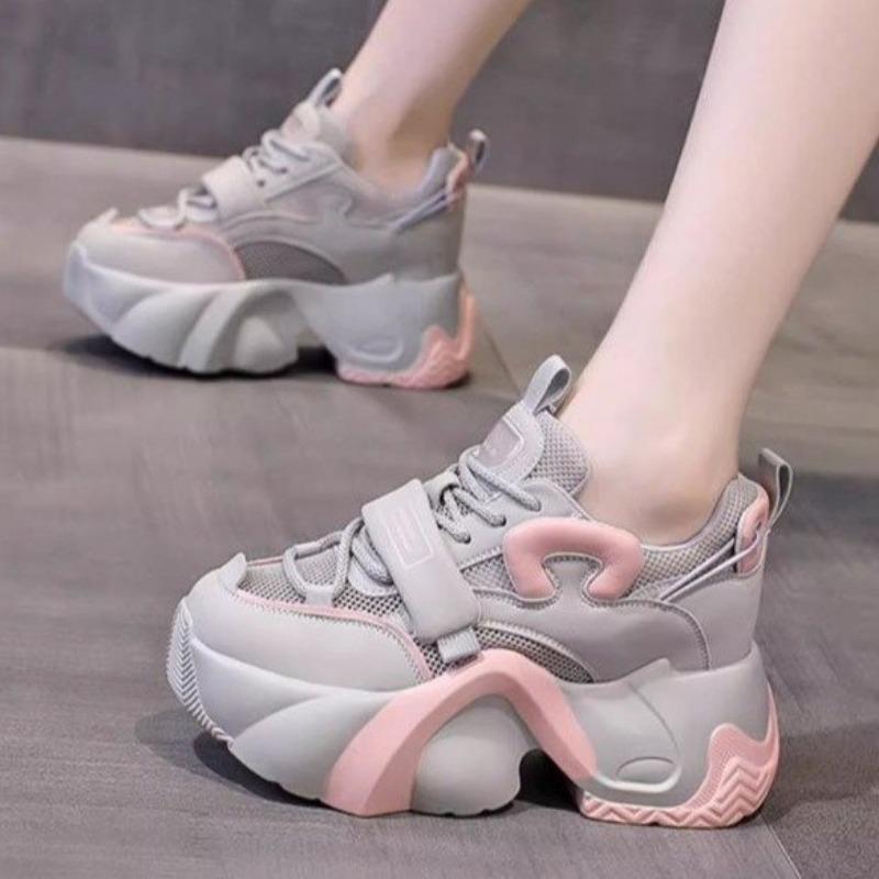 European and American Dad Shoes Women's 2024 New Mesh Breathable Thick Sole Versatile Elevated Vulcanized Women's Shoes Platform