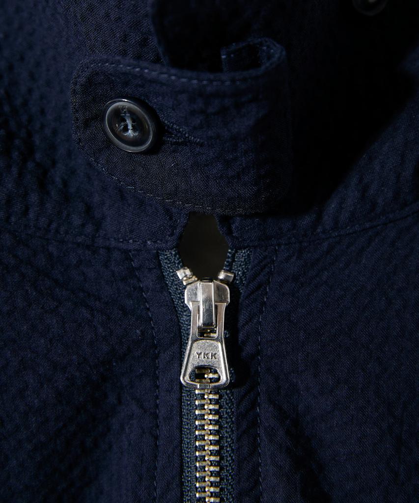 Horlisun Visitor Harrington Seersucker Jacket Navy