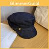 Color Solid Street Style Navy Flat Top Cap Breathable Fabric Urban Casual Wear