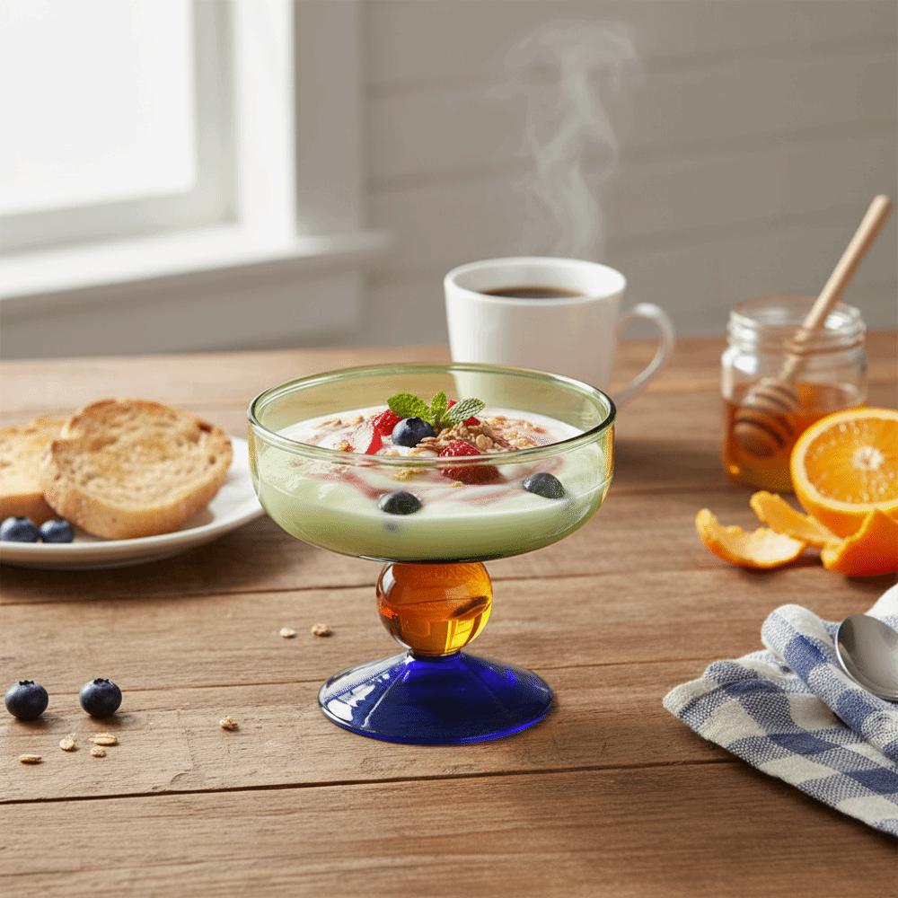 High Feet Glass Ice Cream Bowl 270 ML Dessert Cup Exquisite Fruit Salad Bowl  Cafe
