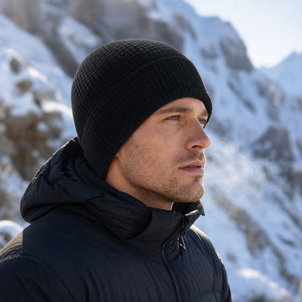 Thick Fleece Fleece Waffle Beanie Windproof Cold Weather Hat New Skull Cap Cycling Running Hiking
