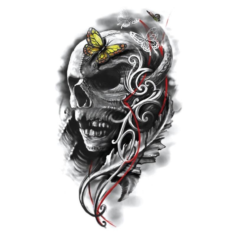 Наклейка на татуировку на руку с цветком, крылья ангела, череп, ветер, набор для переноса на воду, водонепроницаемая наклейка на татуировку