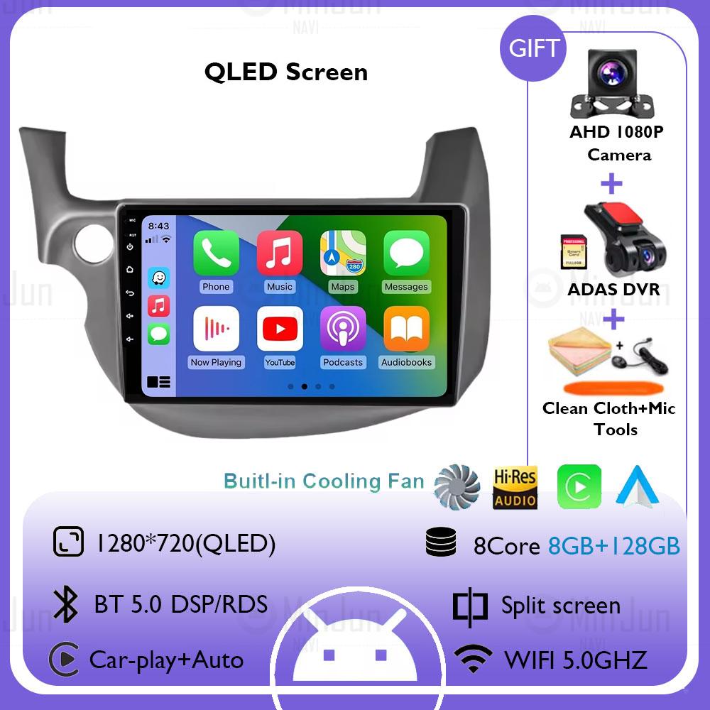 Android 14 Автомобильный Радиоприемник Стерео Для Honda Jazz Fit 2007-2013 Левый руль Мультимедиа Видео Плеер Carplay Auto GPS Навигация