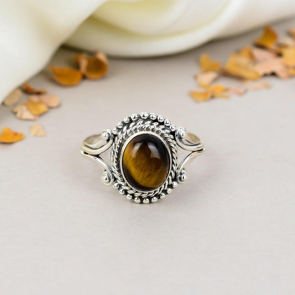 Тигровый глаз 925 стерлинговое серебро коричневый драгоценный камень ручная работа ювелирные изделия для женщин