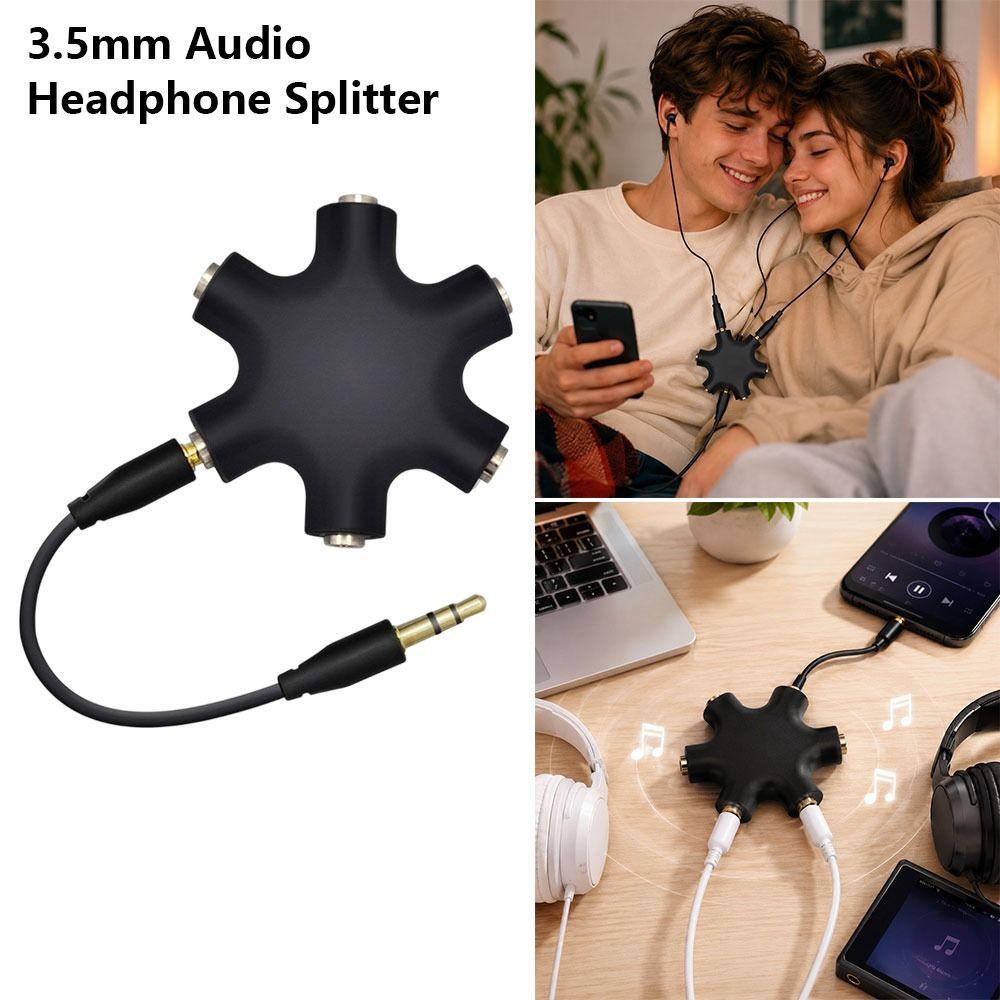 1Pcs 1 Male to 5 Female 3.5mm Audio Headphone Splitter Phone Laptop MP3 Player