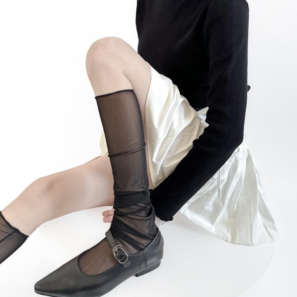 1pair Thin Long Socks Breathable Ballet Socks Fashion Mesh Stockings Summer