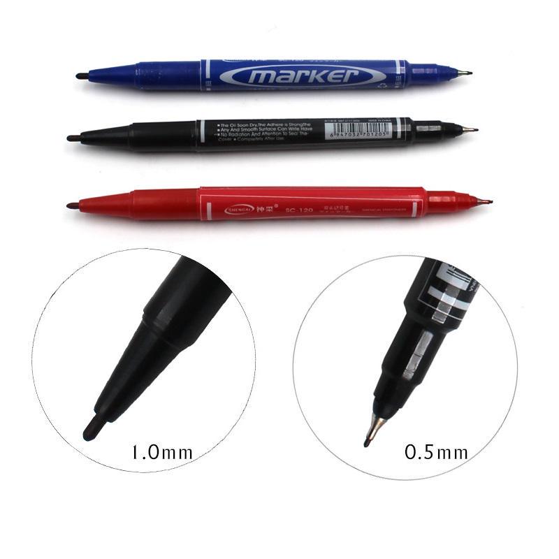 10pcs Dual-side Writing Oil Base Permanent Marker Bold Fine Point CD Metal Liner Office School A6875