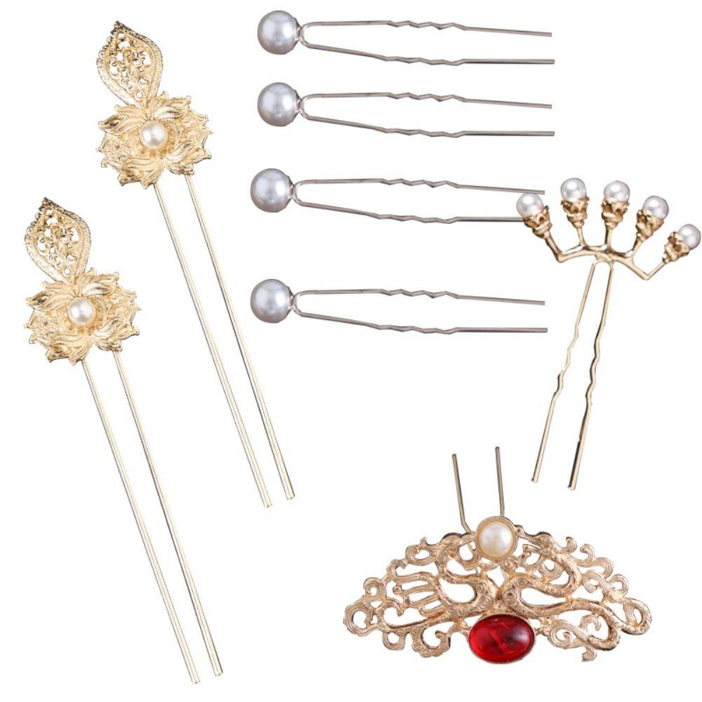 Роскошный набор заколок в китайском стиле, женские украшения для волос ручной работы, винтажный набор заколок для волос в стиле ханьфу, головной убор