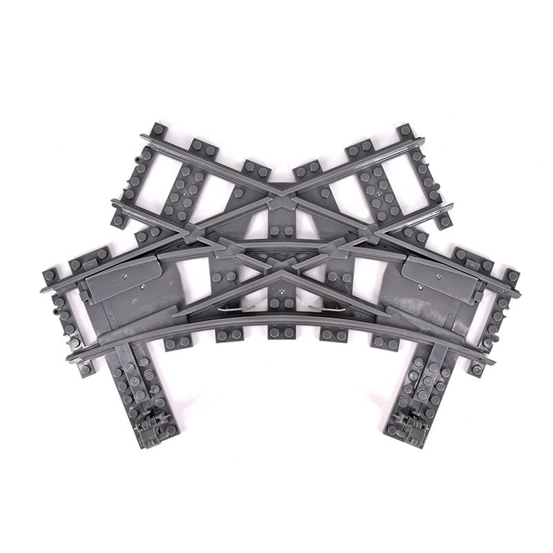 Creative Expert Ideas City Train Single Slip Switch R40 Crossings Rails Tracks Bricks Building Blocks DIY Toys Kids Gift