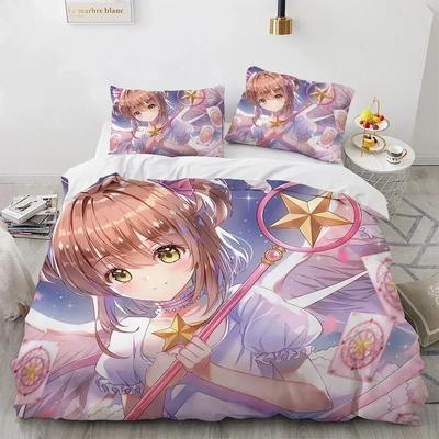Аниме Cardcaptor Sakura Постельное белье Пододеяльник Простыня Печатный комплект постельного белья Наволочка Кровать Полный Queen King Размер Одеяло Спальня