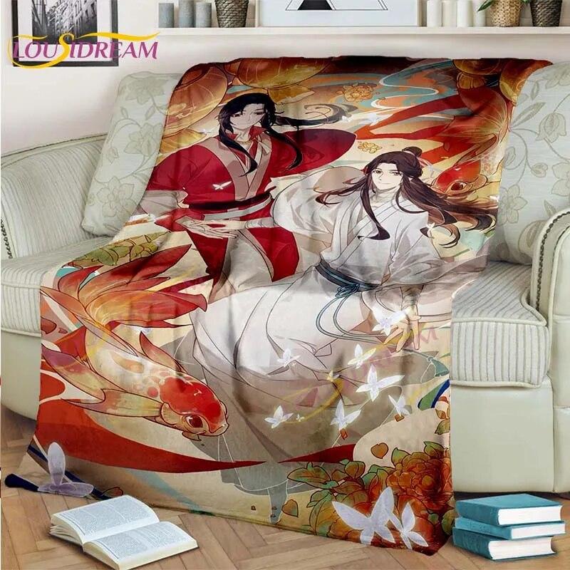Heaven Official's Blessing Blanket Cartoon Blankets Chinese Blankets for Bed Sofa Lazy Soft Blanket Hua Cheng Blankets Fan Gifts