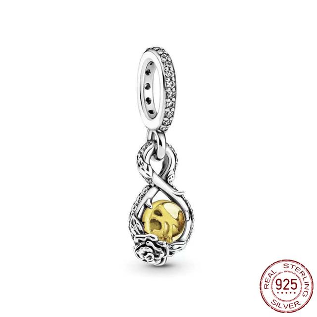 S925 Стерлингового Серебра Аист и Мерцающие Звезды Мотаться Шарм Подходит Оригинальный Модный Браслет S925 Женские Ювелирные Изделия Подарок