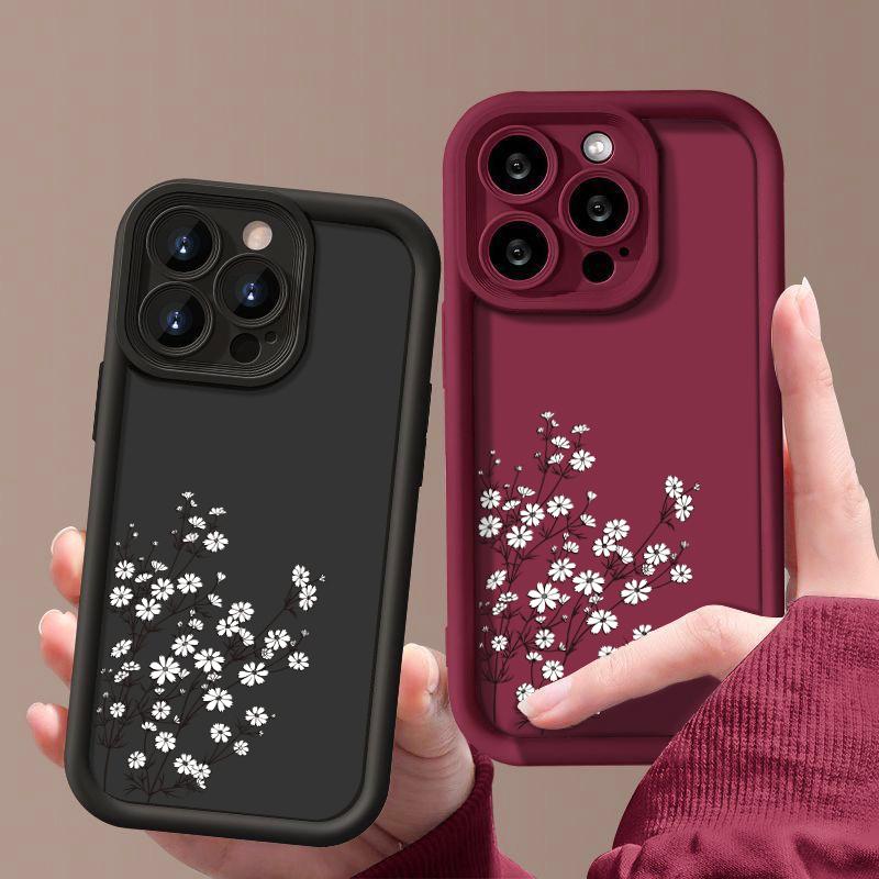 Candy Color Tpu Phone Case for iPhone 16 Pro 15 14 Plus 13 12 11 Pro Max Xs Xr 8 7 Shockproof Flower Pattern Soft Lens Protection Cover Funda