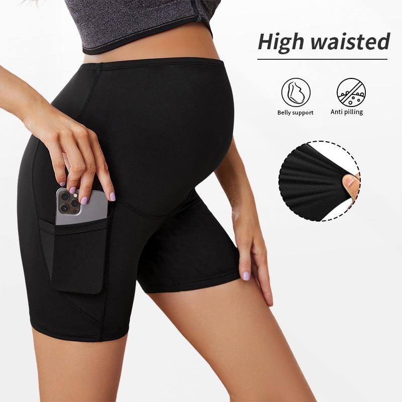 High Waist Maternity Yoga Shorts Tummy Support Butt Lifting Workout Leggings Women