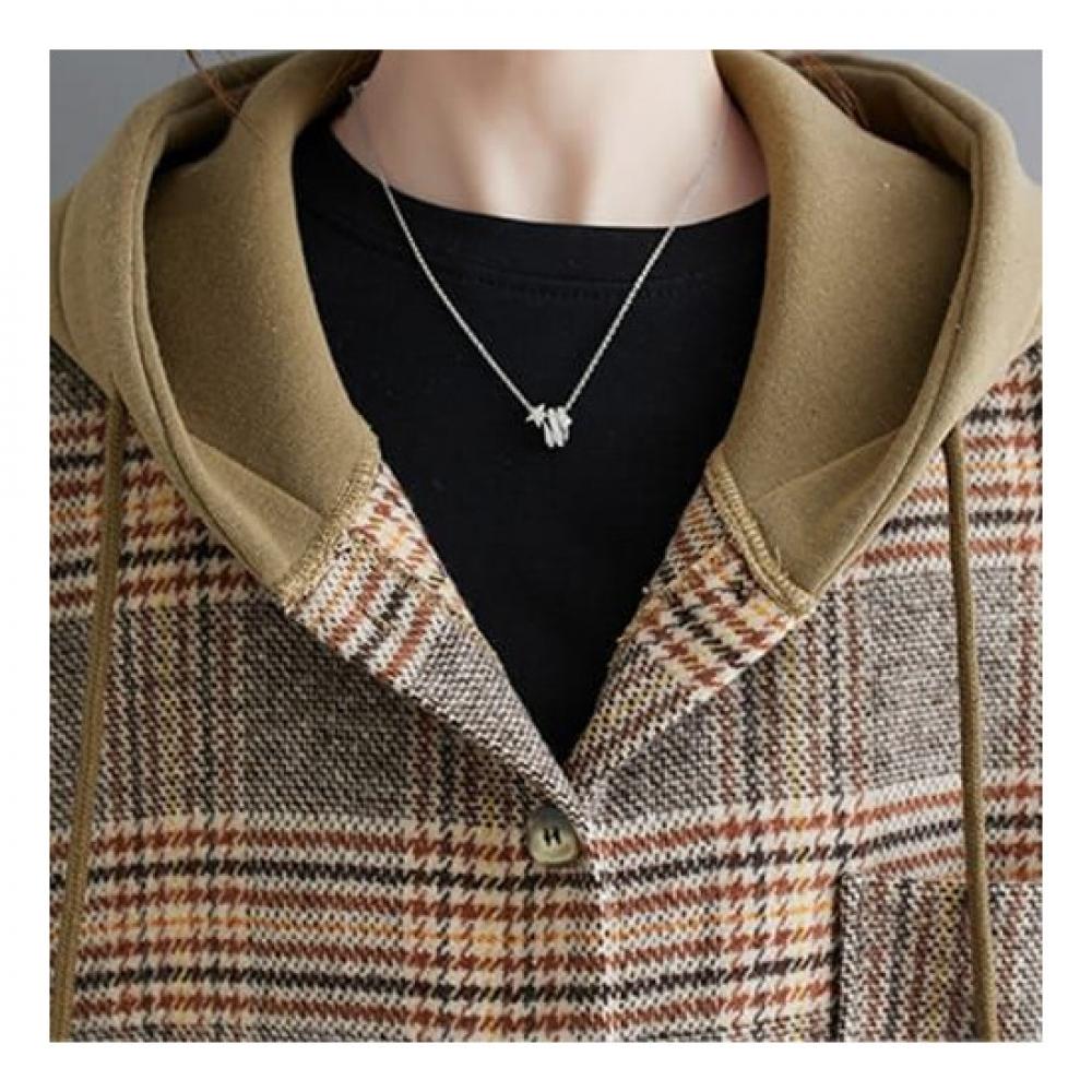 Navava Long Sleeve Hoodie Jacket Vintage Check Nc188