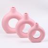 Donut Plastic Vase White Black Pink Cute Round Vase Flowerpot Ornaments for Living Room Dining Table Office Home Decor