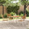 Dining Table 90 x 90 x 75 cm Solid Acacia Wood and Stainless Steel