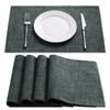 Romanstile Stylish Japanese Easy To Perfect for Set of Dark Gray Placemats, Cotton-Linen Fabric, Double-Layered Stitching, Style, Non-Slip, Insulated,