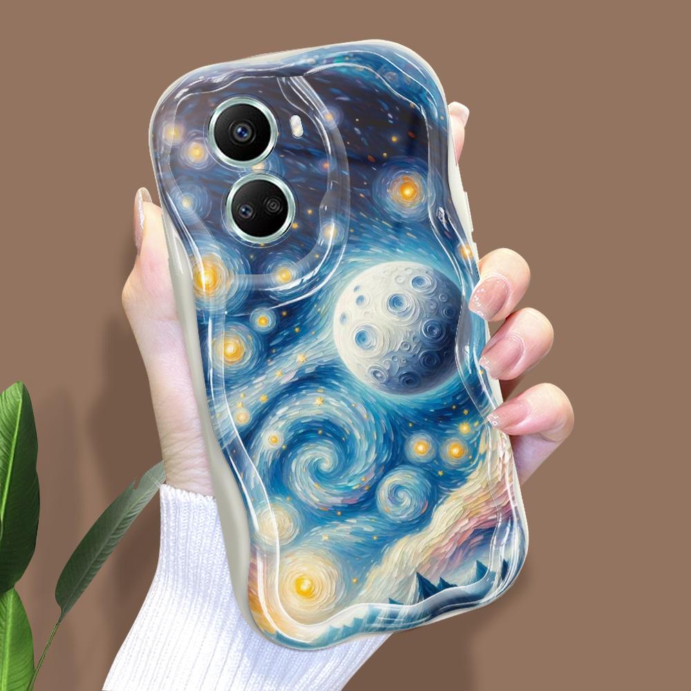 For Honor 90 Lite P30 Pro Infinix Hot 30 40 40i 40 Pro Smart 8 Pro Vivo V29e V30e Painting Starry Night Sunset Cream Texture Soft Silicone Case
