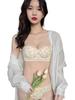 Small Flower Lace Bra Underwear for Top and Bottom High No Cleans Armpit Bra and Shorts Set [Sumering] Push-Up Women, Set, Sides, Wires, 1/2 Cup, Fat,