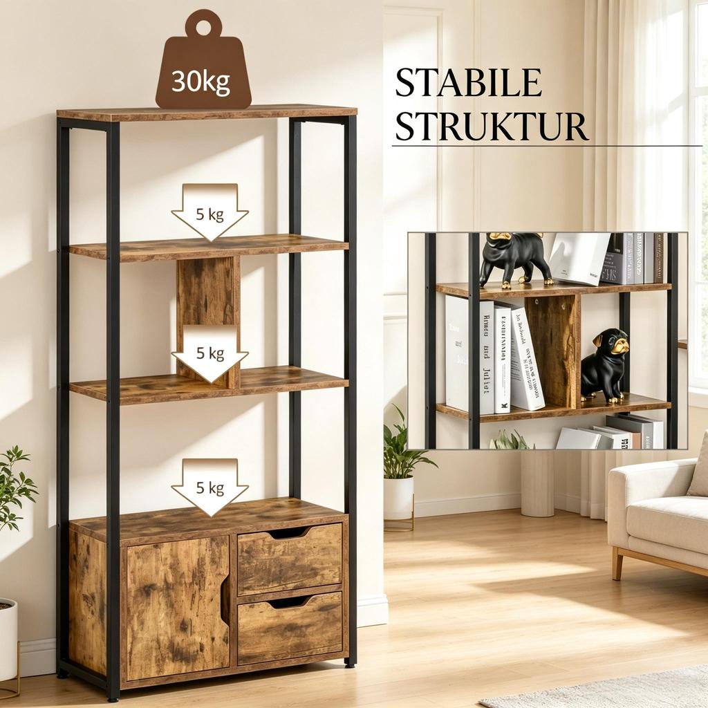 Modern Bookshelf, Stylish Room Divider with Open Compartments and Closed Storage, Versatile Living Room Shelf (only with bookshelf)