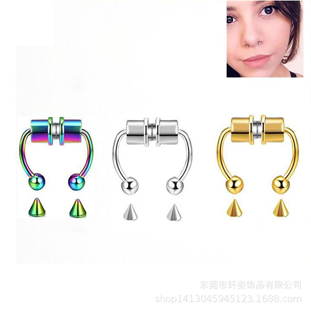 Hop Men Stainless Steel Women Septum Rings Magnetic Ring Fake Piercing Nose Ring Fashion Jewelry