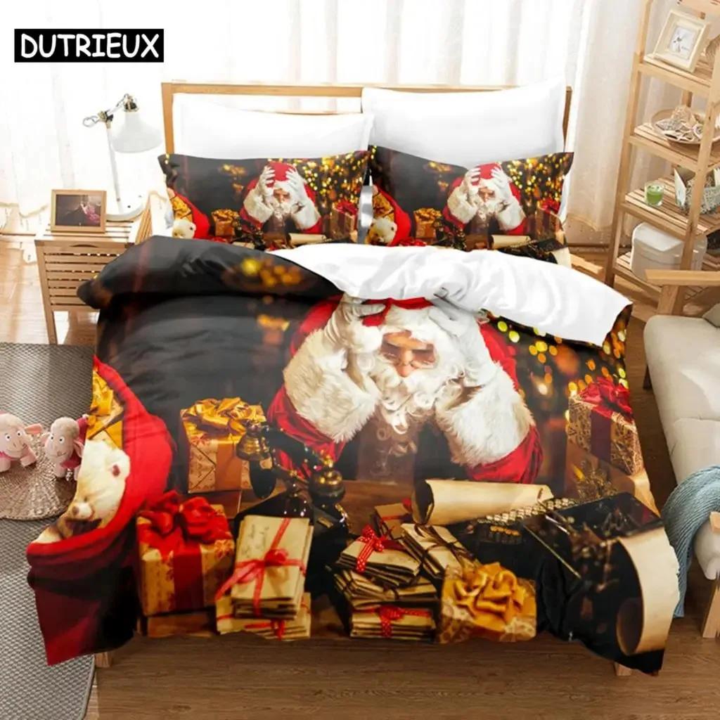 3D Christmas Quilt Cover Comfortable Duvet Quilt Cover Pillowcase Bedding Set Children Bedroom Decoration Home Textile