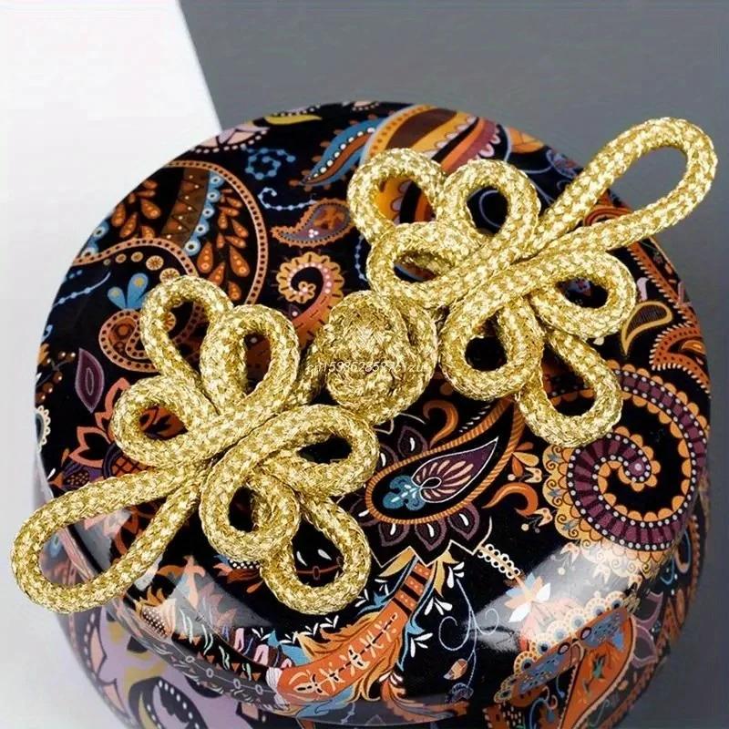 10PCS Gold Wire Chinese Cheongsam Button Dragonfly Knot Fastener Closures