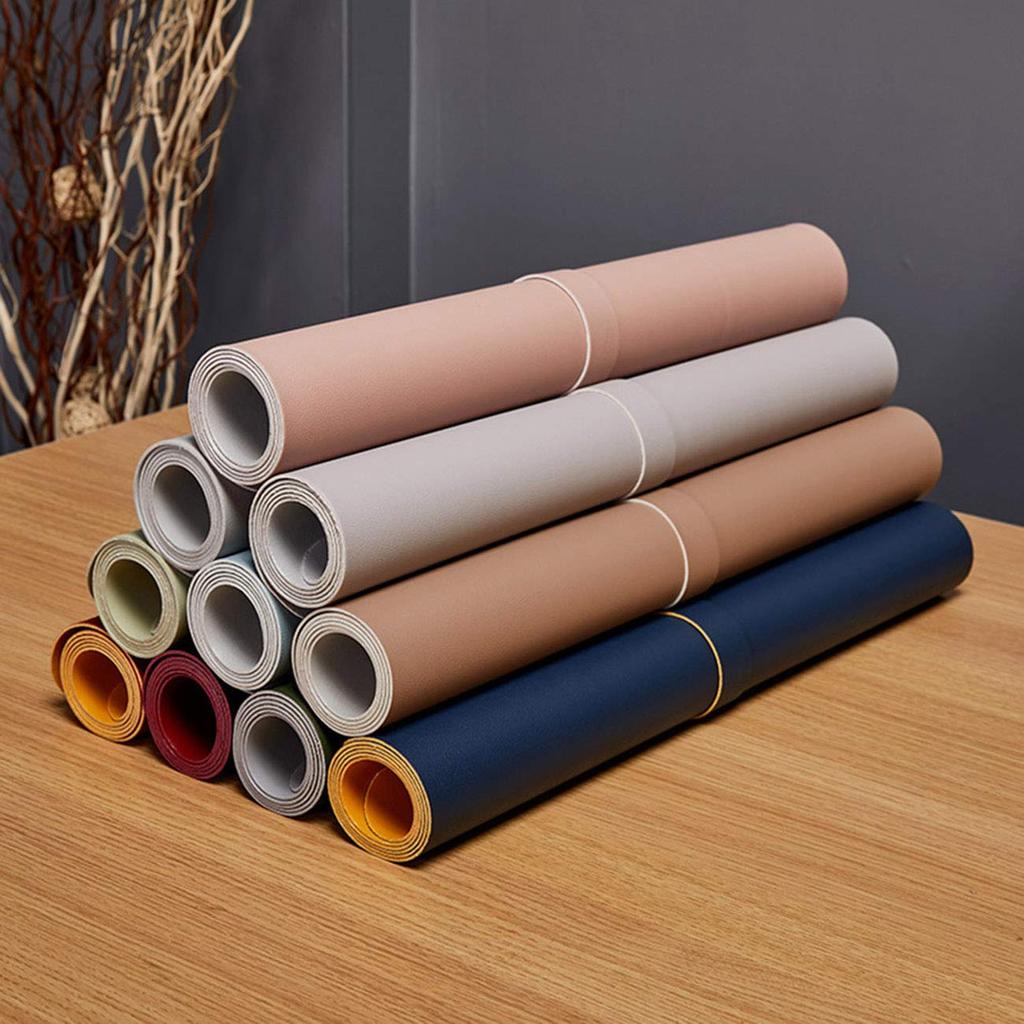 NOEINA Офисные принадлежности PU Кожаный коврик для стола Коврик для мыши Коврик для компьютера для письменного стола Большой Многофункциональный Прочный Двусторонний Белый Серый 120