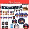 Party Theme Birthday Supplies Decoration Kids Plate Tablecloth Banner