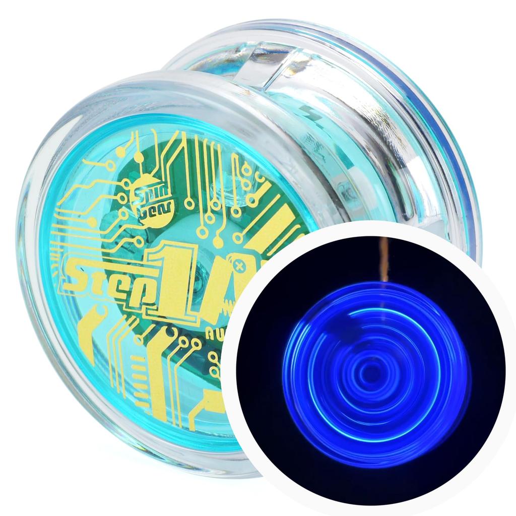 SpinGear Первый Шаг AR Автоматический Возврат с QR-кодом для Видео x Светящийся Йо-йо - Как Играть в Йо-йо (Ясно Синий)