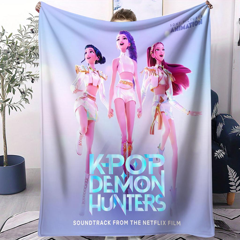 K Pop Охотники на демонов Плед Горячий аниме Фланелевый плед Подарок фанату для дома Путешествий Кемпинга Офиса Постельное белье Декор гостиной