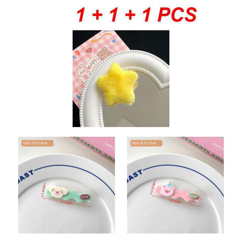 Cartoon Big Eyes Plush Ball Hairpins for Women Girls Funny Rainbow Color Ugly Doll Bangs Side Duck Bill Clips Barrettes Headwear