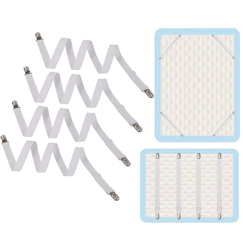 4Pcs Adjustable Bed Sheet Fasteners Suspender Elastic Sheet Band Strap Clips Sofa Cushion Mattress Pad Cover Gripper Corner Clip
