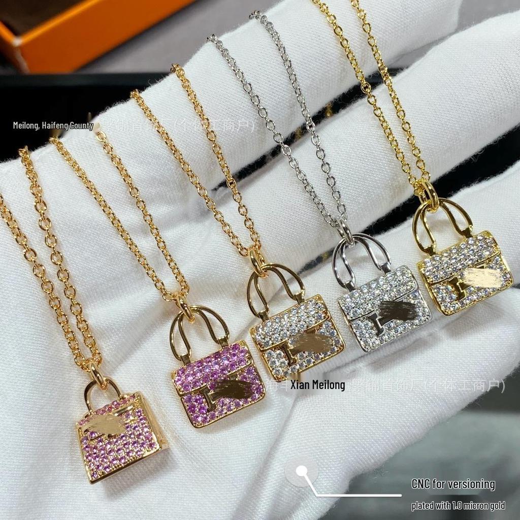 Women's 18K Rose Gold-Plated Diamond Kelly Handbag Necklace