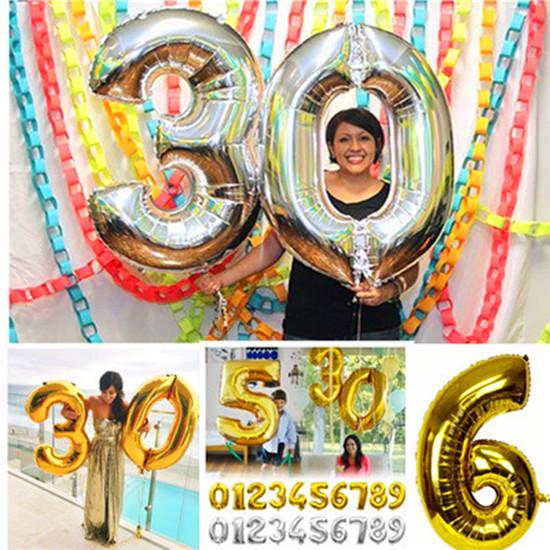 16 32 Inch Big Foil Helium Number Balloon 0-9 Figures Birthday Party Decorations Kid Wedding Balloon