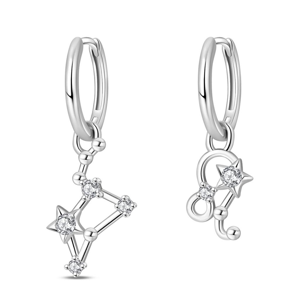 12 Zodiac Signs Silver Plated Trendy Earrings Neutral Exquisite Zircon China Factory Direct Sales Perfect Jewelry Gifts for