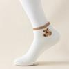 5 Pairs of Cute Teddy Bear WOMEN'S Short Socks with Shallow Mouthed Spring and Summer Casual Matching Short Tube Boat Socks