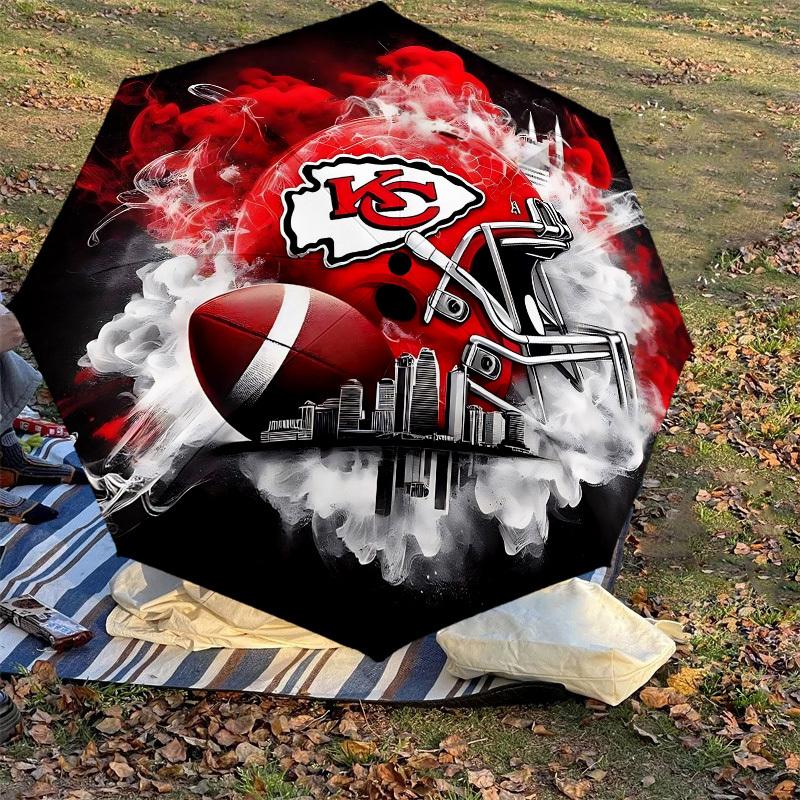 1PC Kansas City Chiefs Umbrella-8-Rib Reinforced, Automatic Open, Lightweight & Durable, Cute Fashion Accessory for Outdoor-P81