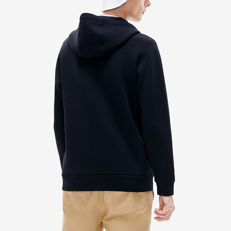 Fila Мужская повседневная трикотажная куртка с капюшоном с напечатанным спортивным логотипом, черная F11M218502F-BK