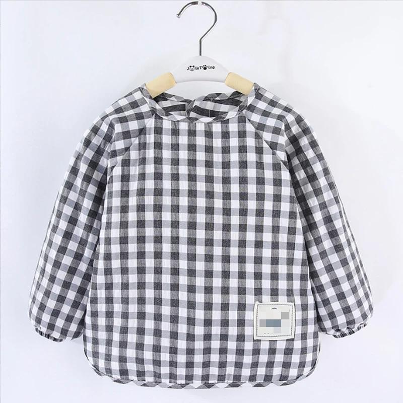 Летний детский пищевой комбинезон Водонепроницаемая одежда слюнявчики для мальчиков девочек Детская одежда Не требующий стирки фартук хлопковые клетчатые безрукавные слюнявчики