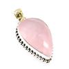 Natural Rose Quartz Gemstone 925 Solid Sterling Silver Jewelry Pendant 1.5" H3D55