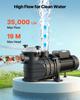 Pool Pump, 3000W, 35,000 L/H Max Flow Single Speed Swimming Pool Pump, AC 220-240V, 2860 RPM, 19 m Max Head, with 24-Hour Timer & Filter Basket, for