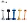 3 4 5mm Diameter 5 Colors Stainless Steel Men Women Screw Back (pierced) Body Labret Lip Piercing Boday Jewelry