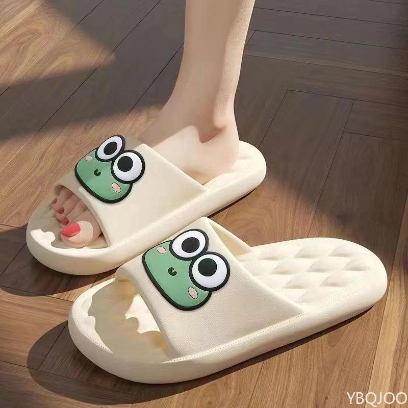 Летние женские тапочки Милые лягушки Домашняя нескользящая обувь Пара сандалий на толстой подошве Защита от запаха Мужские женские тапочки для ванной Zapatos