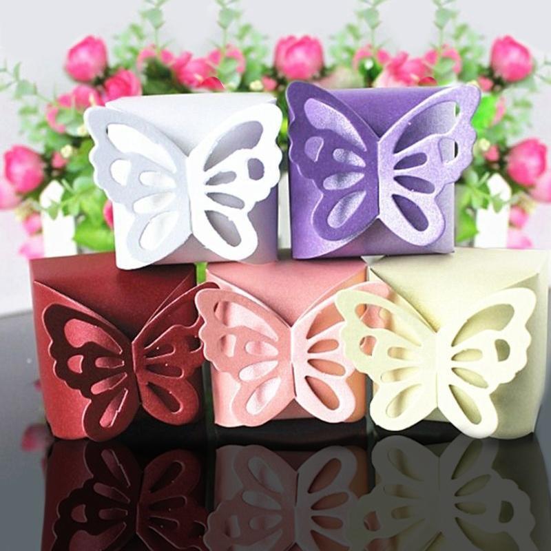 Детский душ, коробка конфет с бабочкой, вечерние украшения, упаковочная коробка, свадебные подарочные коробки, 10 шт., сделай сам, ручная работа